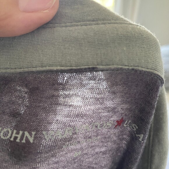 John Varvatos USA Men’s Washed Gray Pullover Short Sleeve Polo Shirt Sz M - Picture 8 of 8